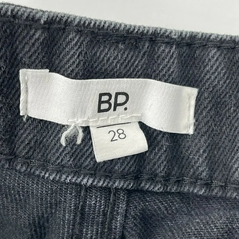 Cut Off Jean Shorts Black Denim Distressed BP Size 28 Waist Mid Rise Festival